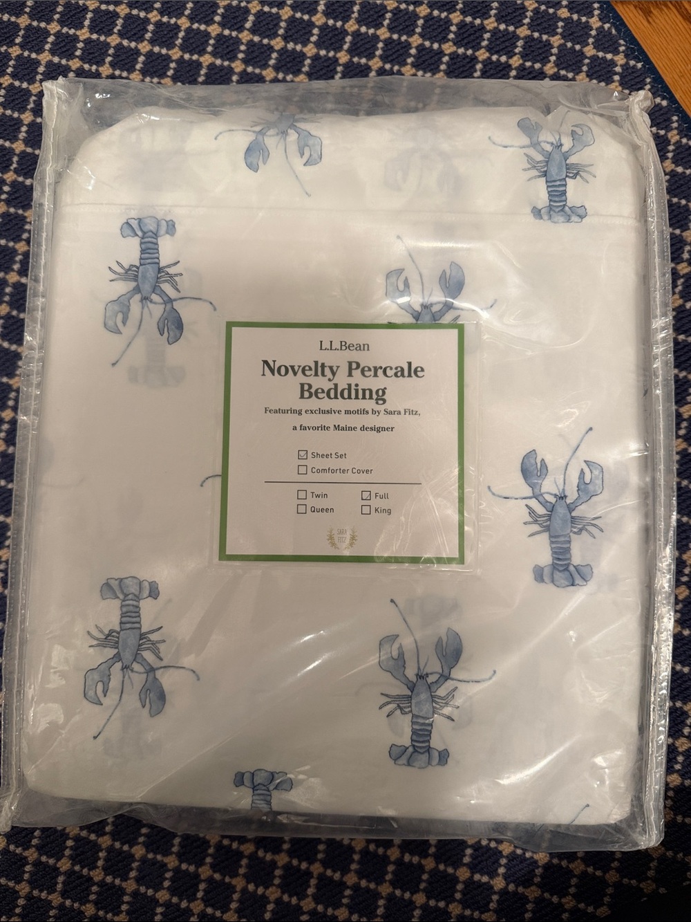L.L. Bean x Sara Fitz Bedding with Blue Lobster Print